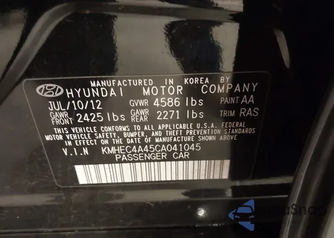 2012 Hyundai Sonata Hybrid from USA, damaged, VIN KMHEC4A45CA041045